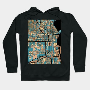 Chicago Map Pattern in Mid Century Pastel Hoodie